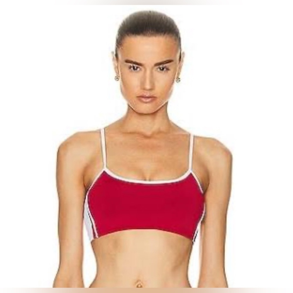 ALO Yoga Red and White Sports Bra and Leggings